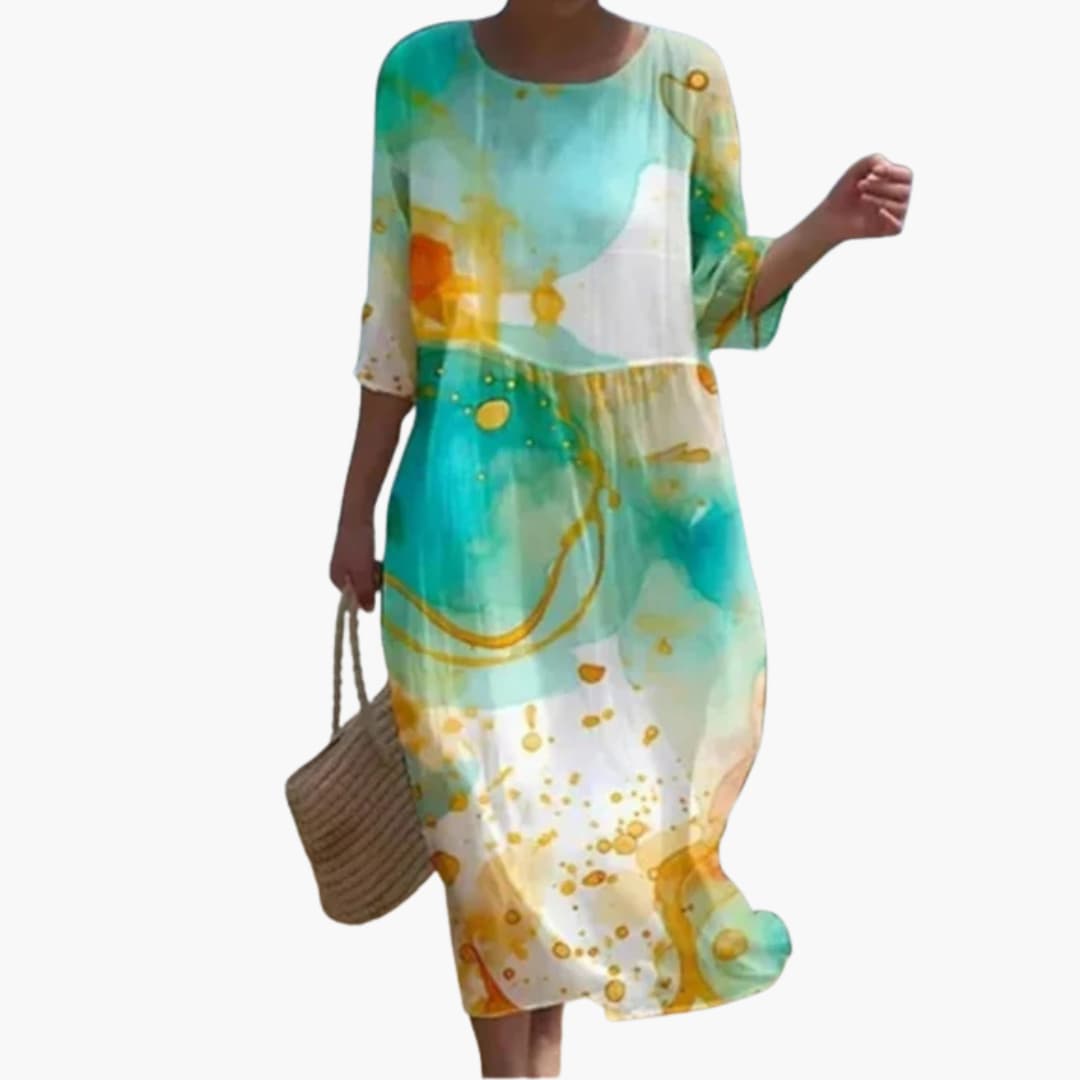 CM | Vestido midi floral de mujer con mangas 3/4 para el verano