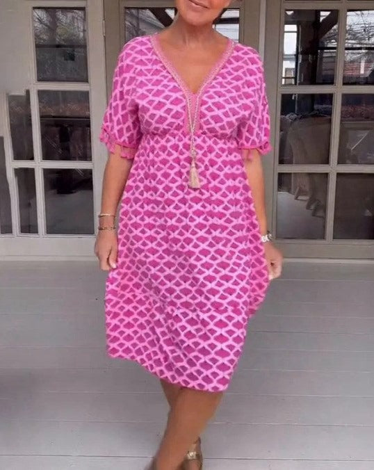 CM | Vestido midi cómodo y holgado con escote en V
