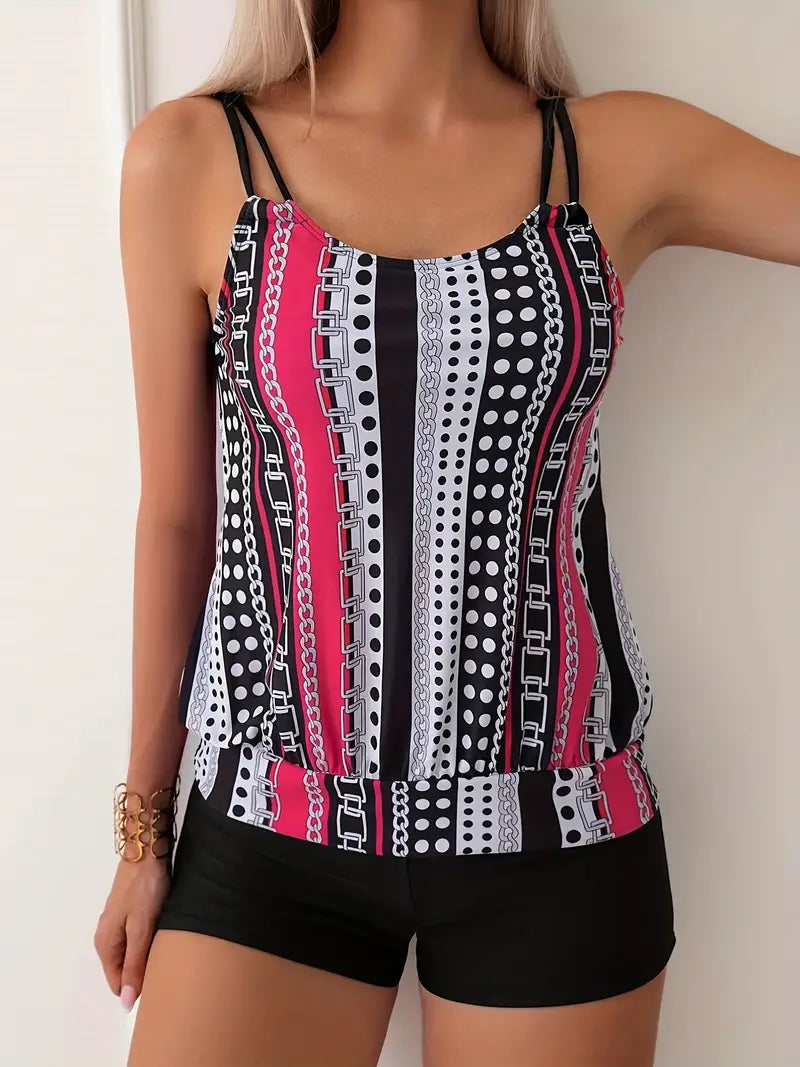 CM | Tankini de rayas con estampado