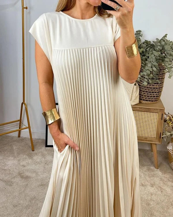 CM | Vestido plisado sencillo de señora monocolor