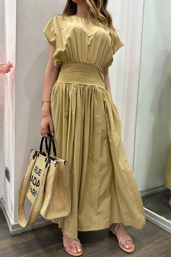 CM | MAKE A LIST VESTIDO MIDI RELAJADO DE CINTURA ELÁSTICA CON BOLSILLOS