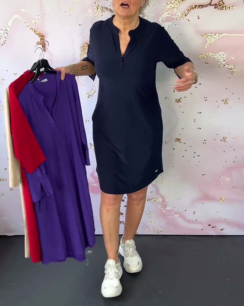 CM | Vestido monocolor con escote en V