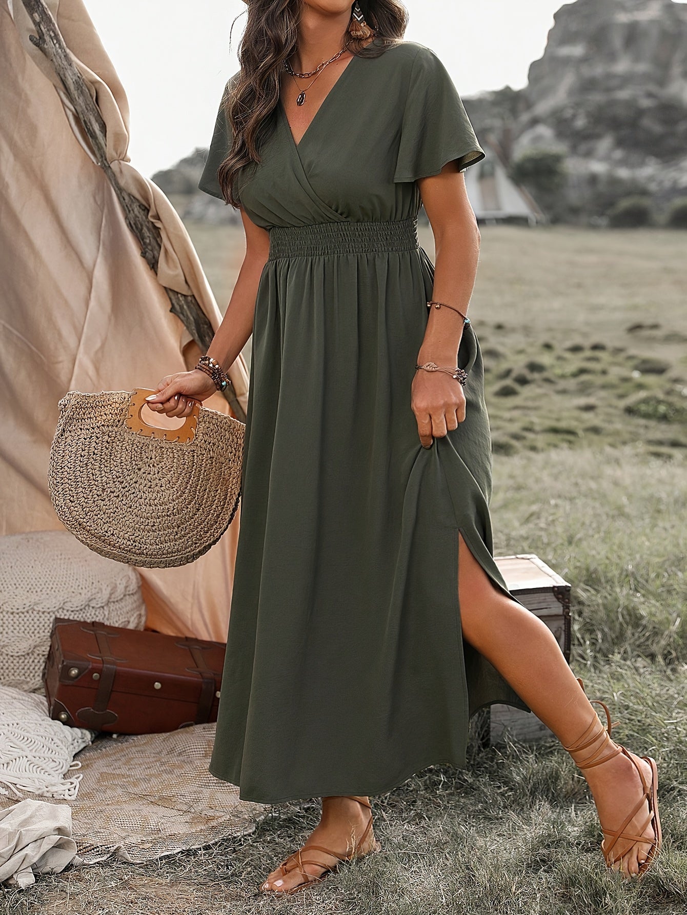 CM | Vestido largo y vaporoso con efecto envolvente