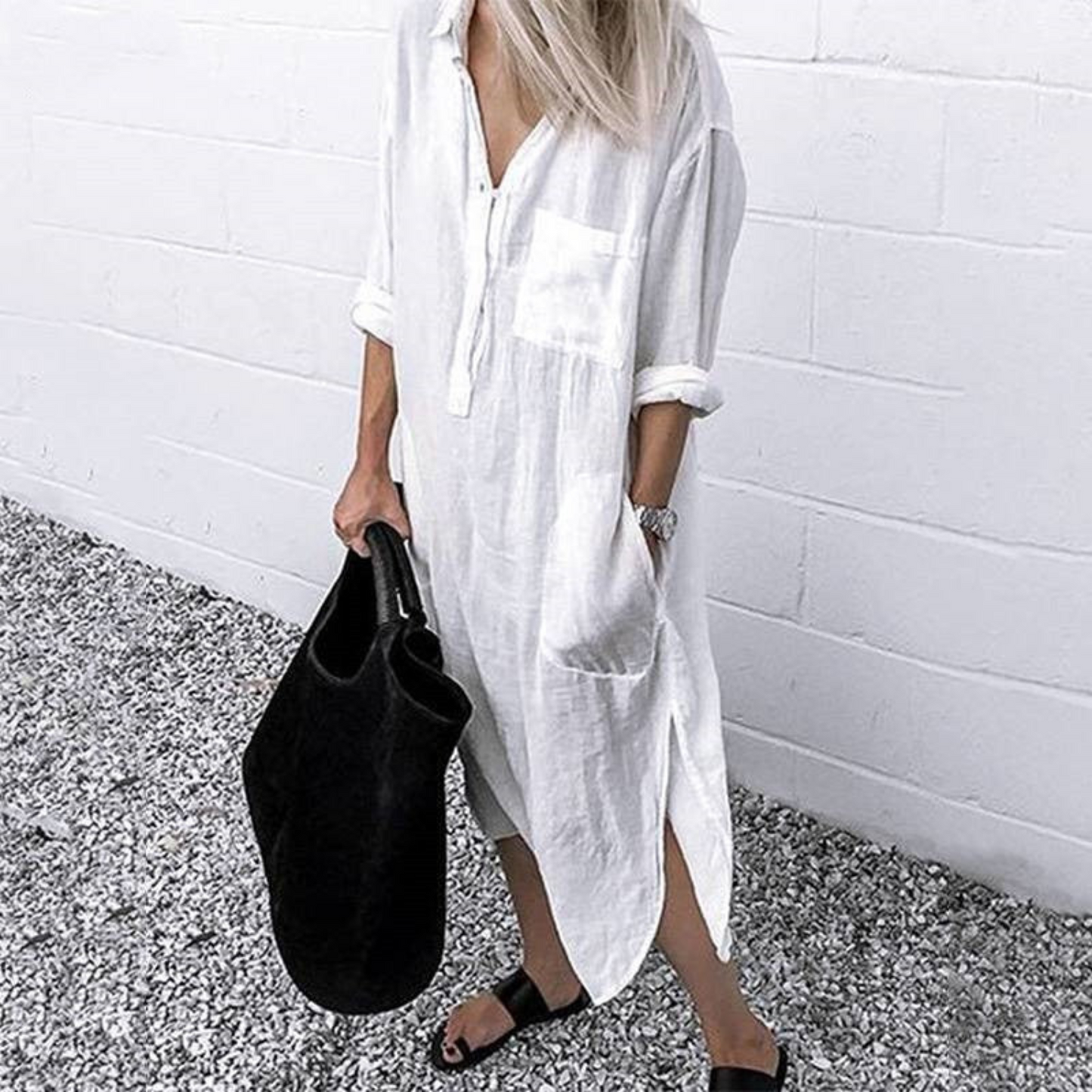 CM | vestido blusa de gran tamaño de moda para las mujeres