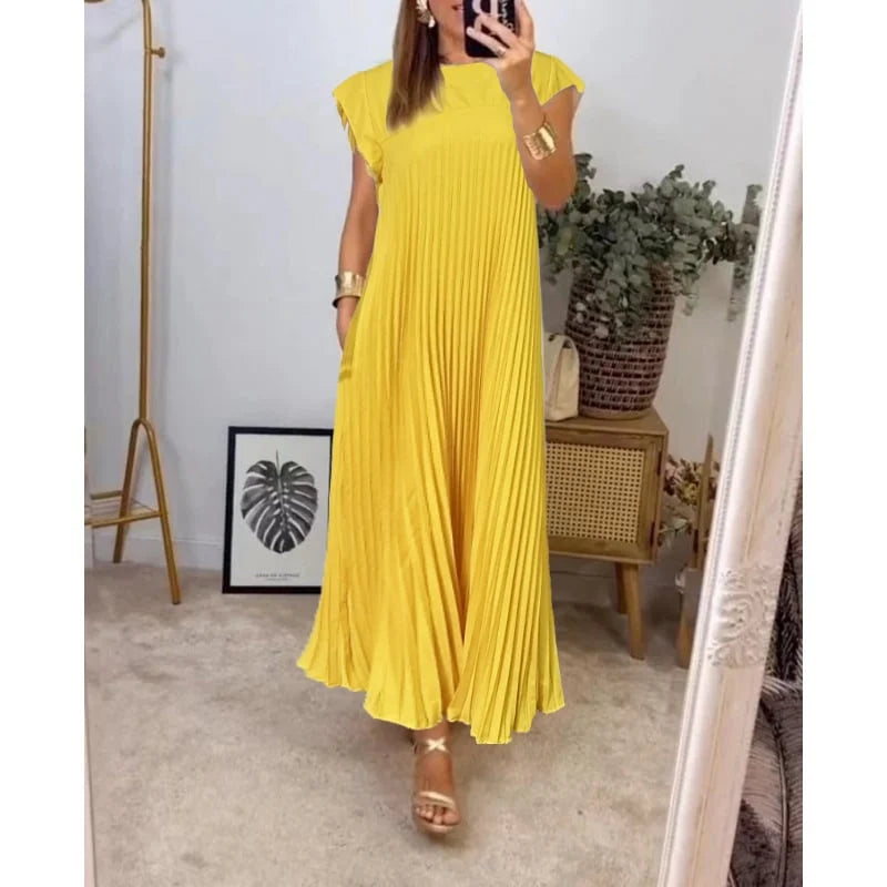 CM | Vestido plisado monocolor de señora