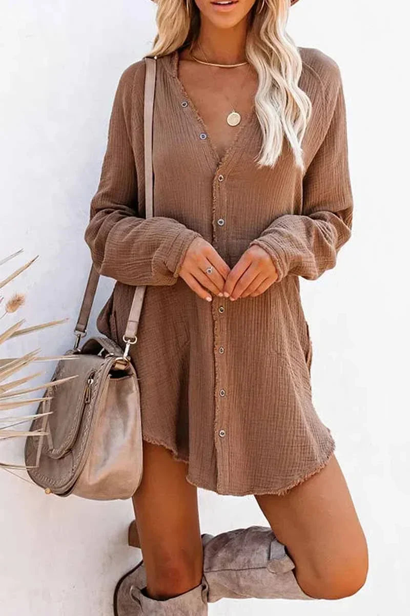 CM | Minivestidos de seersucker con flecos y manga larga