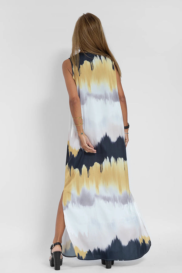 CM | Make Them Proud Maxi Vestido Relajado con Estampado Tie Dye de Satén