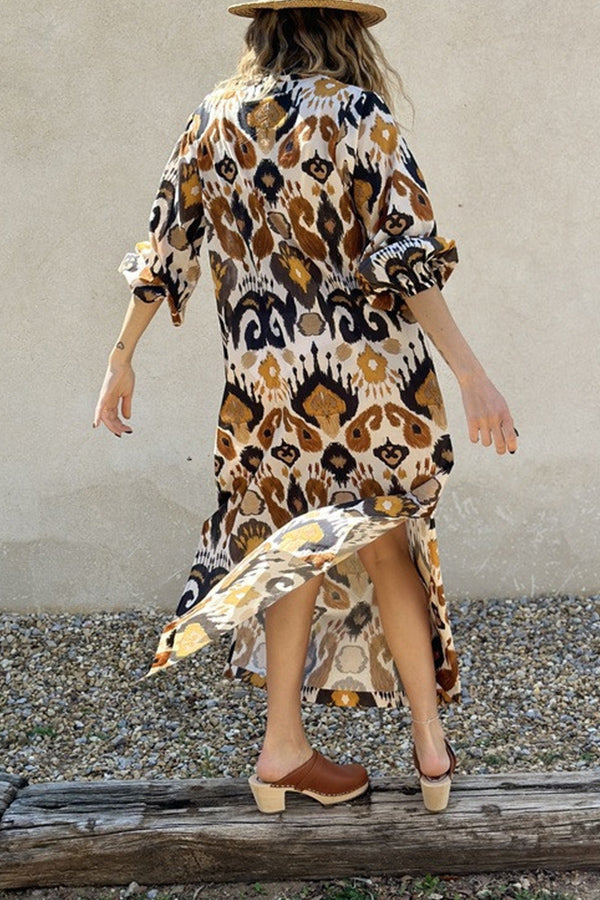 CM | JAYA Maxi vestido con dobladillo suelto y abertura