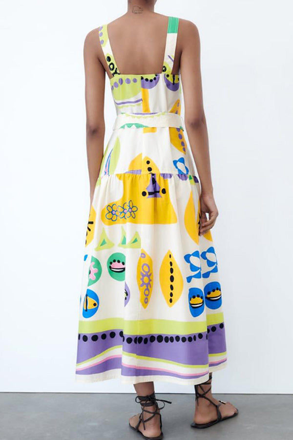 CM | Vestido maxi abotonado con tirantes anchos