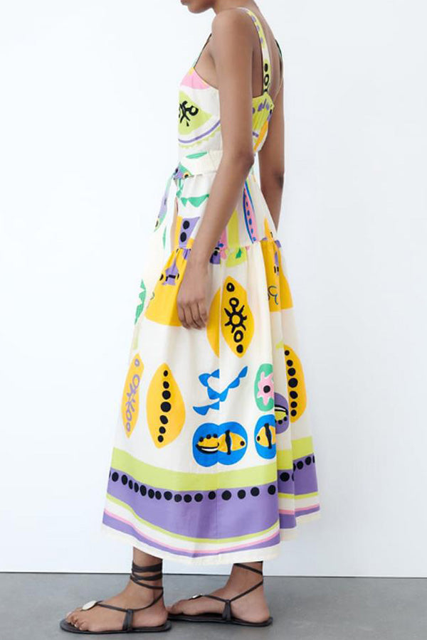 CM | Vestido maxi abotonado con tirantes anchos