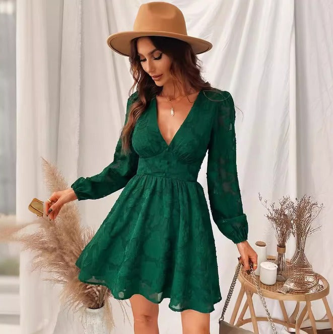 CM | Vestido corto con textura y manga larga