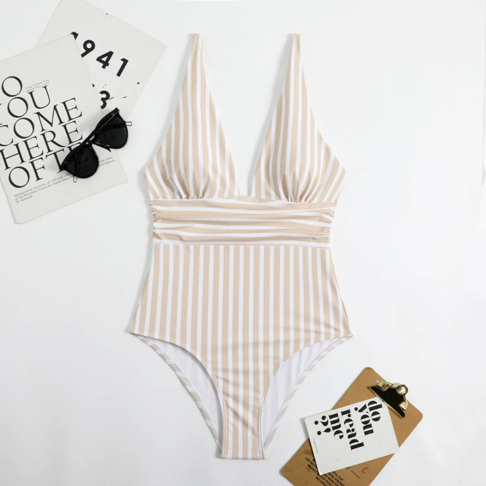 CM | Elegante bañador con estampado de rayas