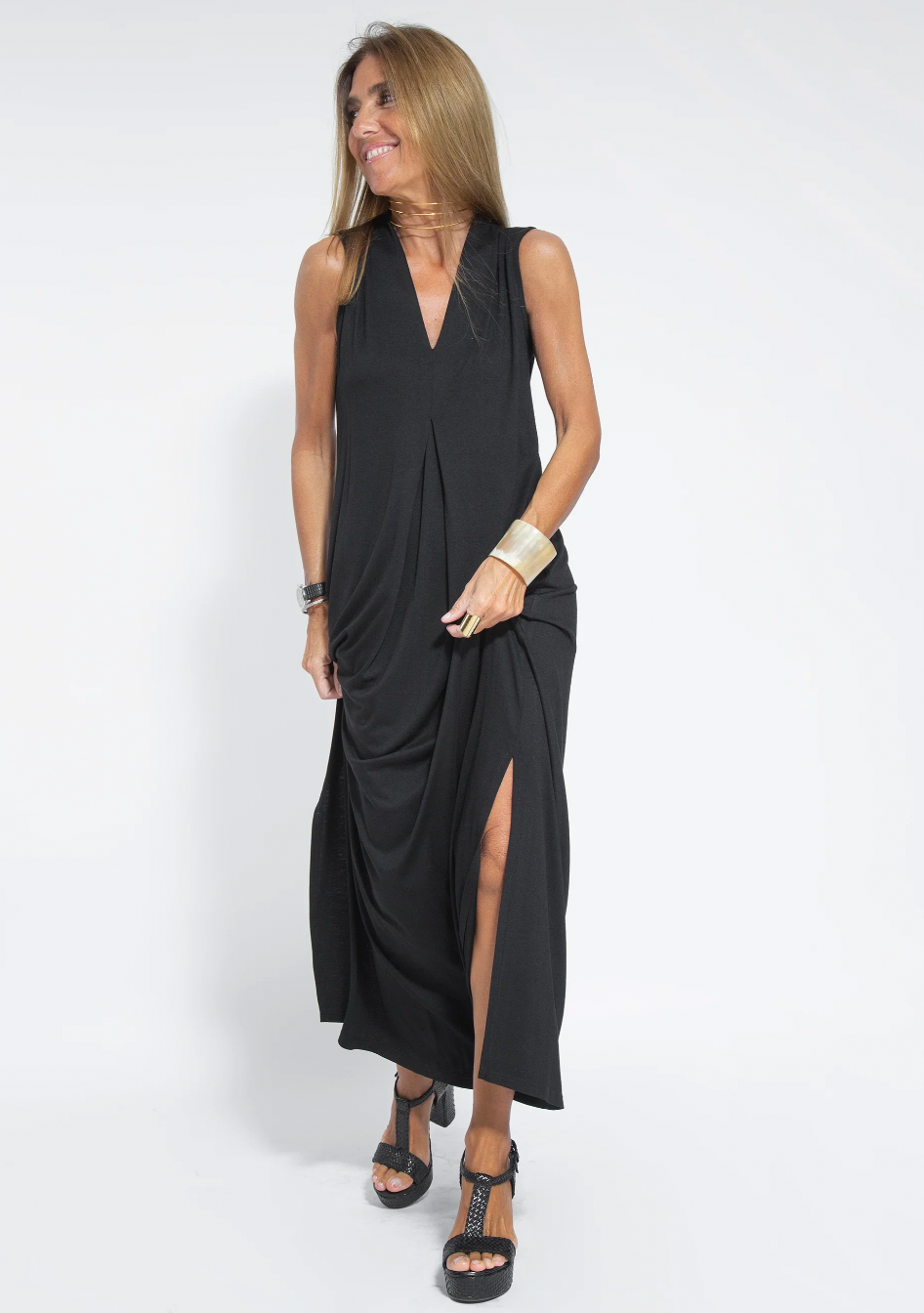 CM | Conjunto de vestido largo adelgazante y chaleco
