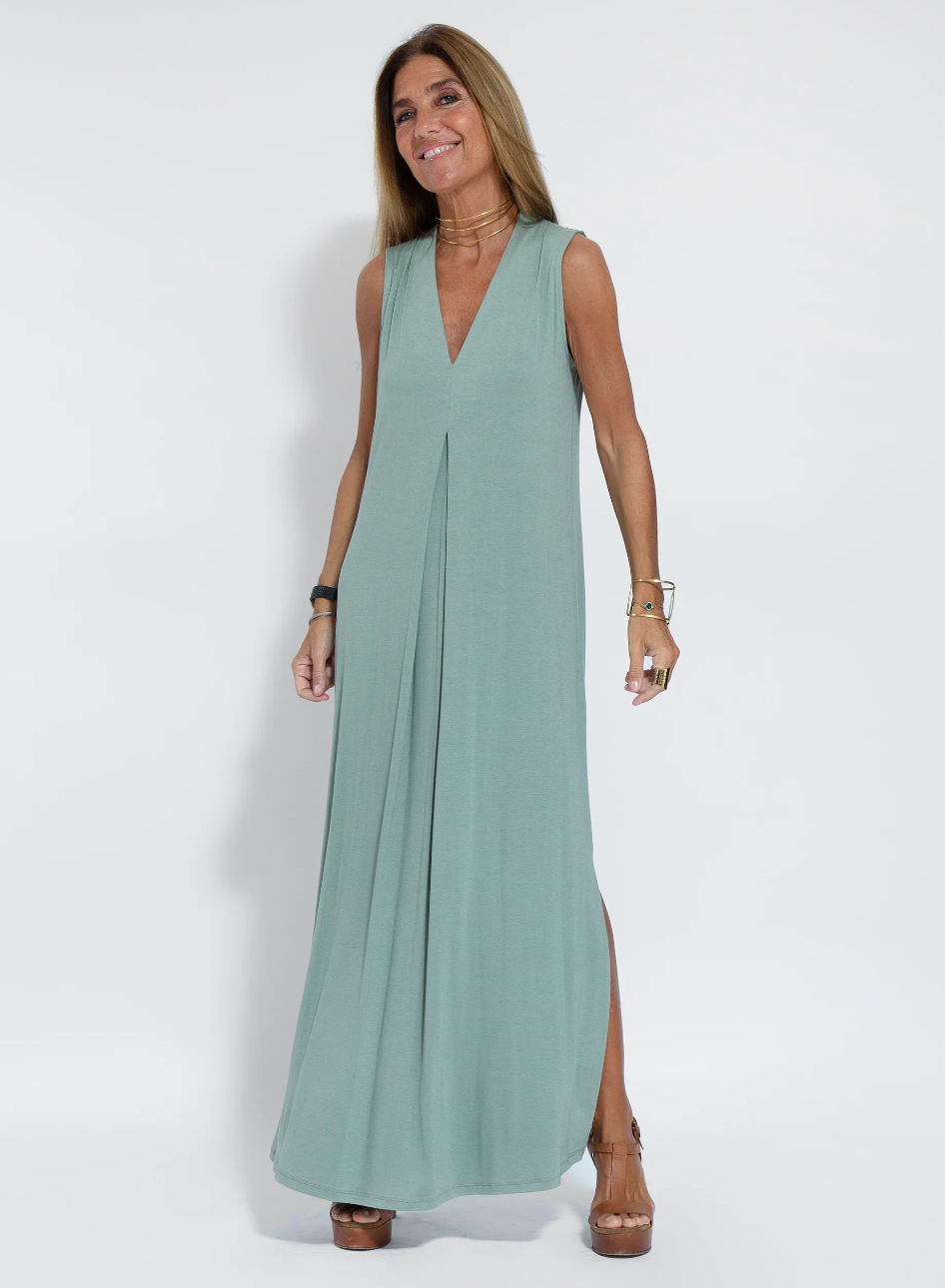 CM | Conjunto de vestido largo adelgazante y chaleco