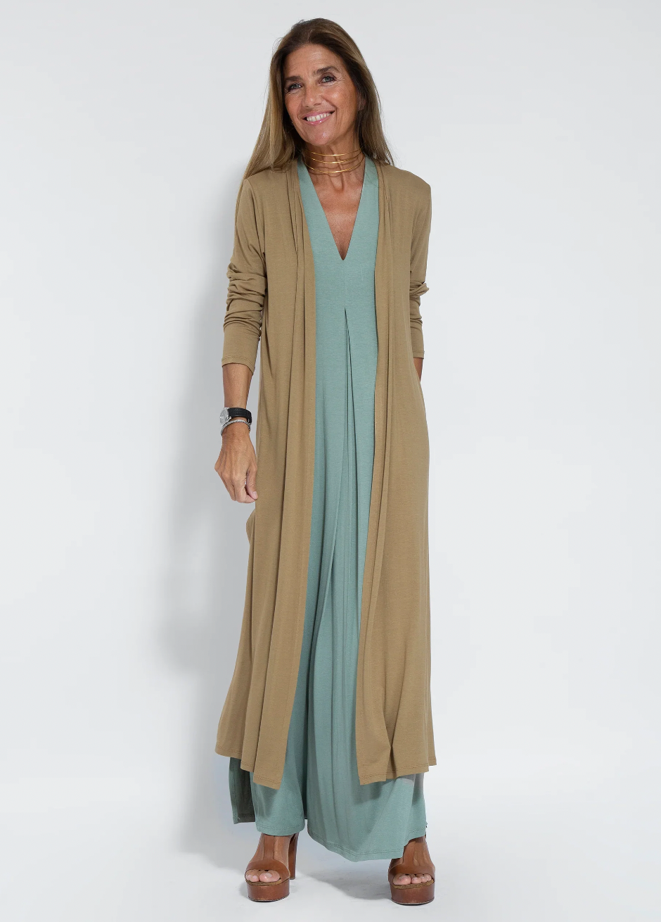 CM | Conjunto de vestido largo adelgazante y chaleco