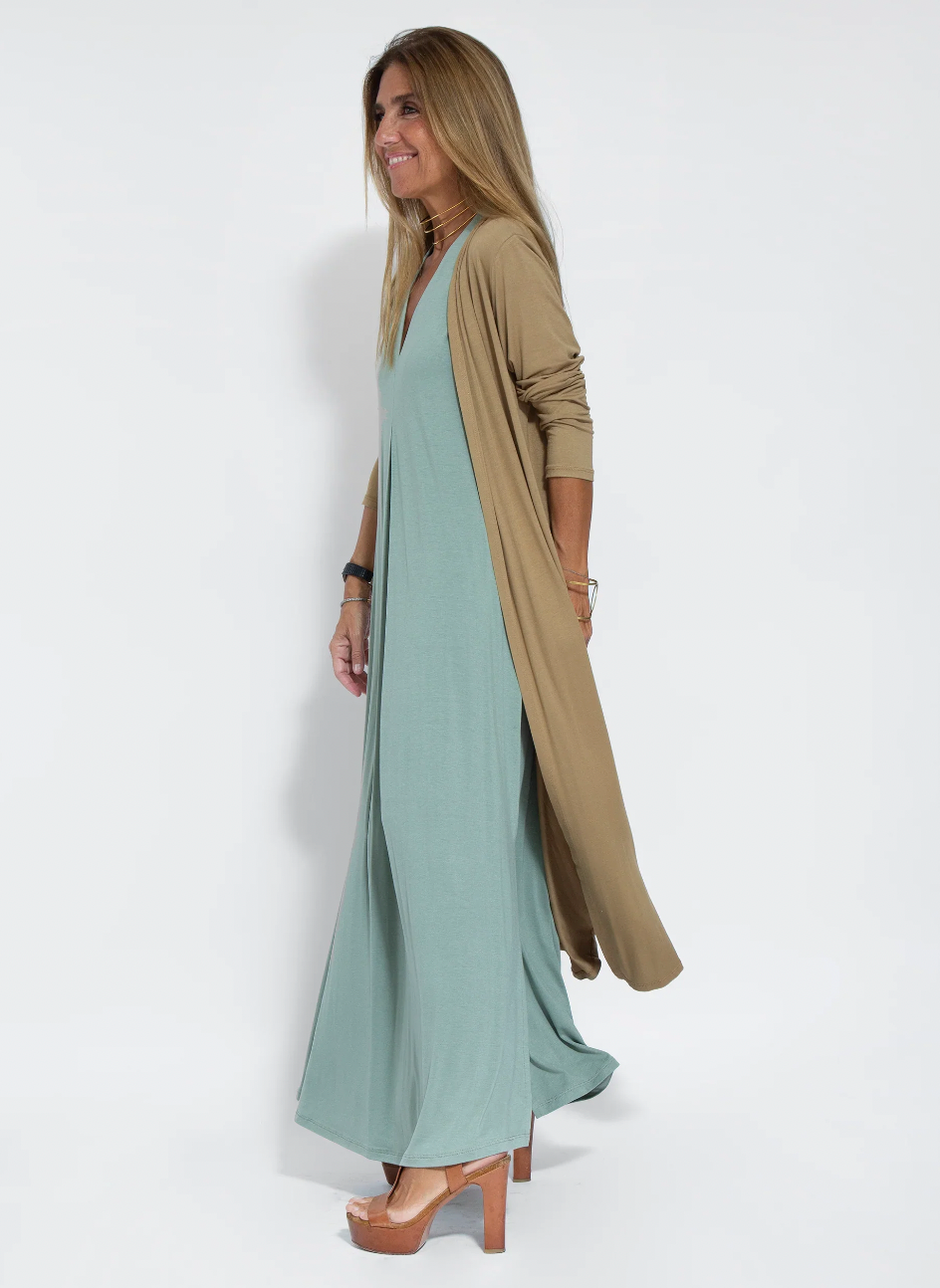 CM | Conjunto de vestido largo adelgazante y chaleco