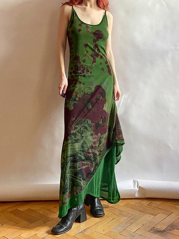 CM | Maxi Vestido Vintage de Malla con Capas