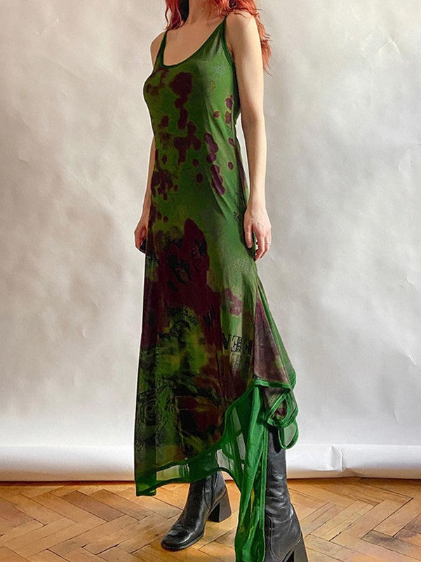 CM | Maxi Vestido Vintage de Malla con Capas