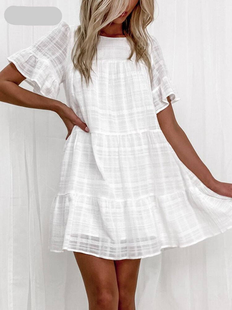 CM | Vestido corto de verano de estilo informal con mangas cortas
