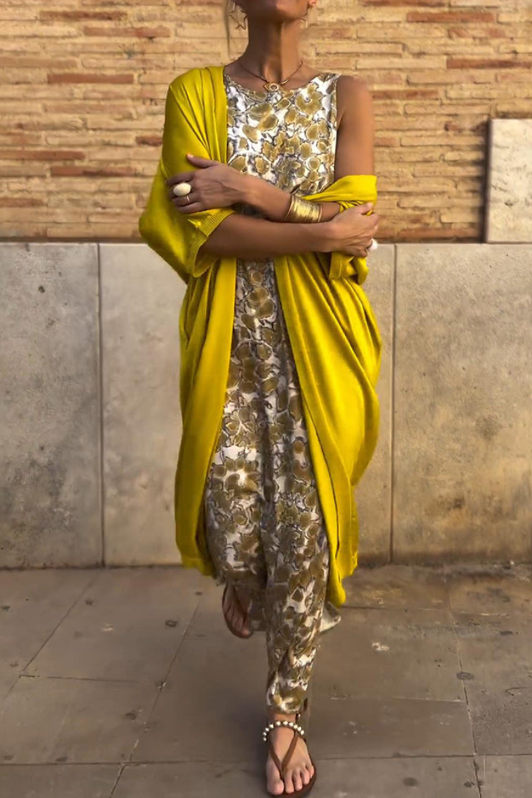 CM | Elegante maxi vestido con cárdigan a juego