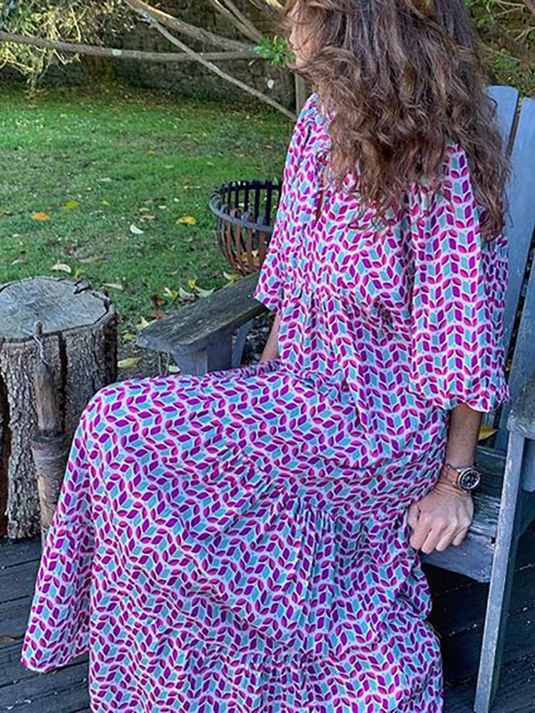 CM | Vestido largo bohemio con escote en V