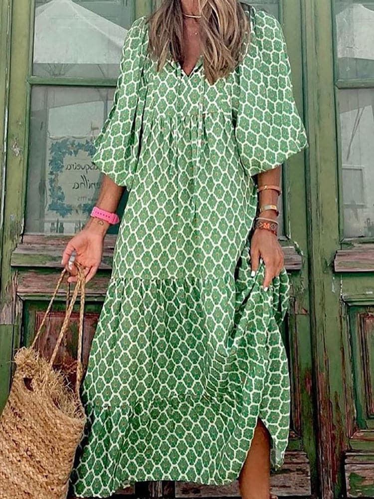 CM | Vestido largo bohemio con escote en V