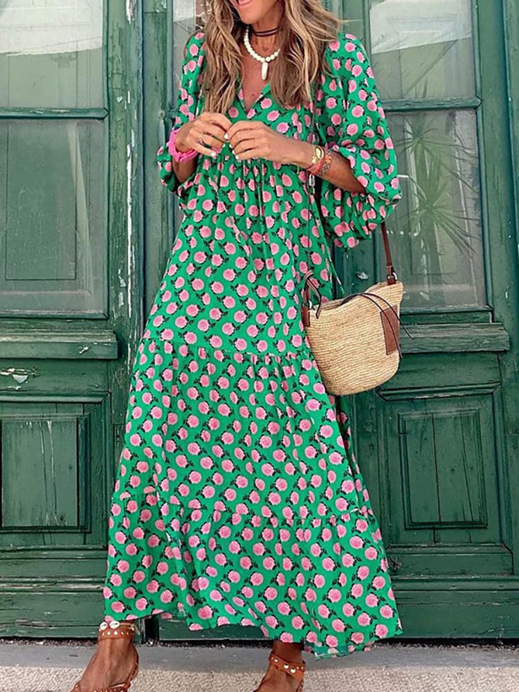 CM | Vestido largo bohemio con escote en V