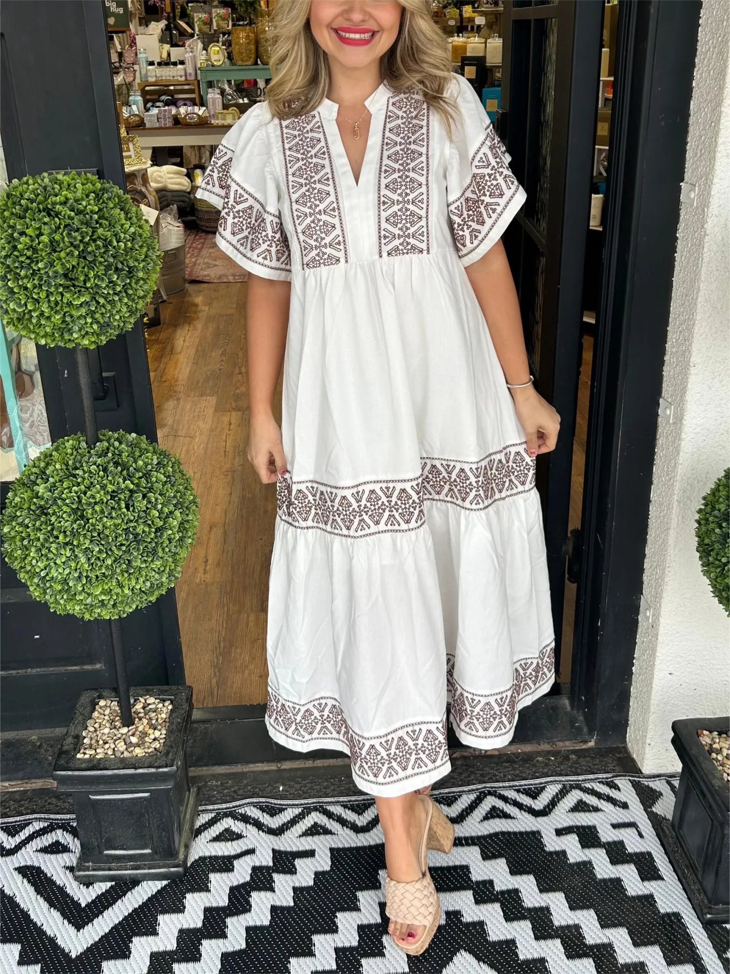 CM | Vestido largo bohemio con escote en V