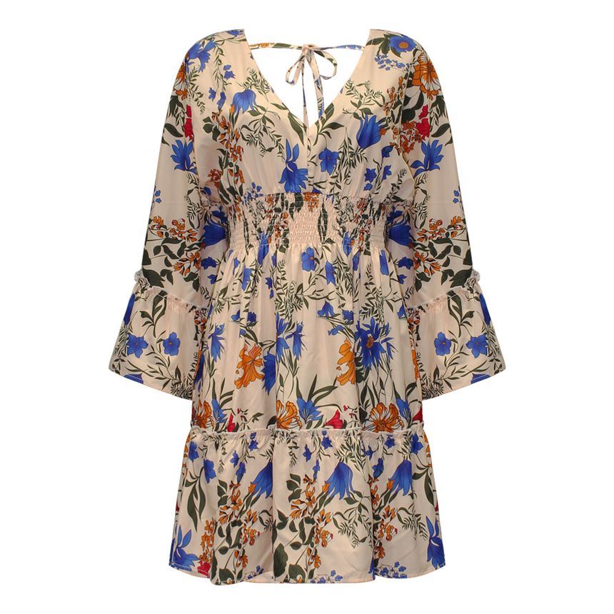 CM | Mini vestido línea A con escote en V y estampado floral AH445