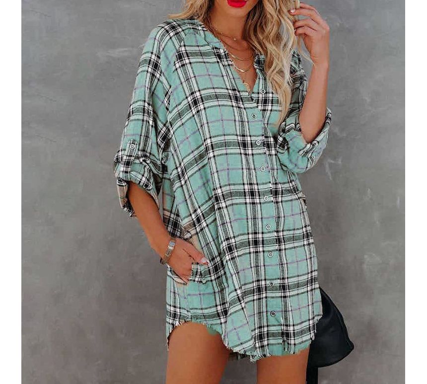 CM | mini vestido camisero a cuadros CA23