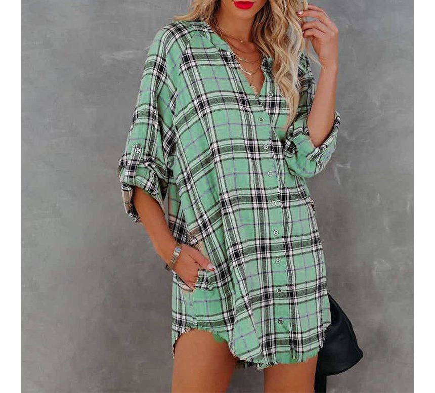 CM | mini vestido camisero a cuadros CA23