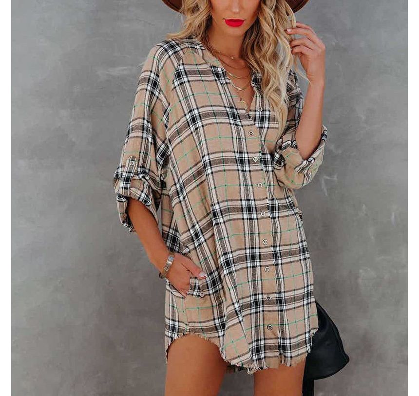 CM | mini vestido camisero a cuadros CA23