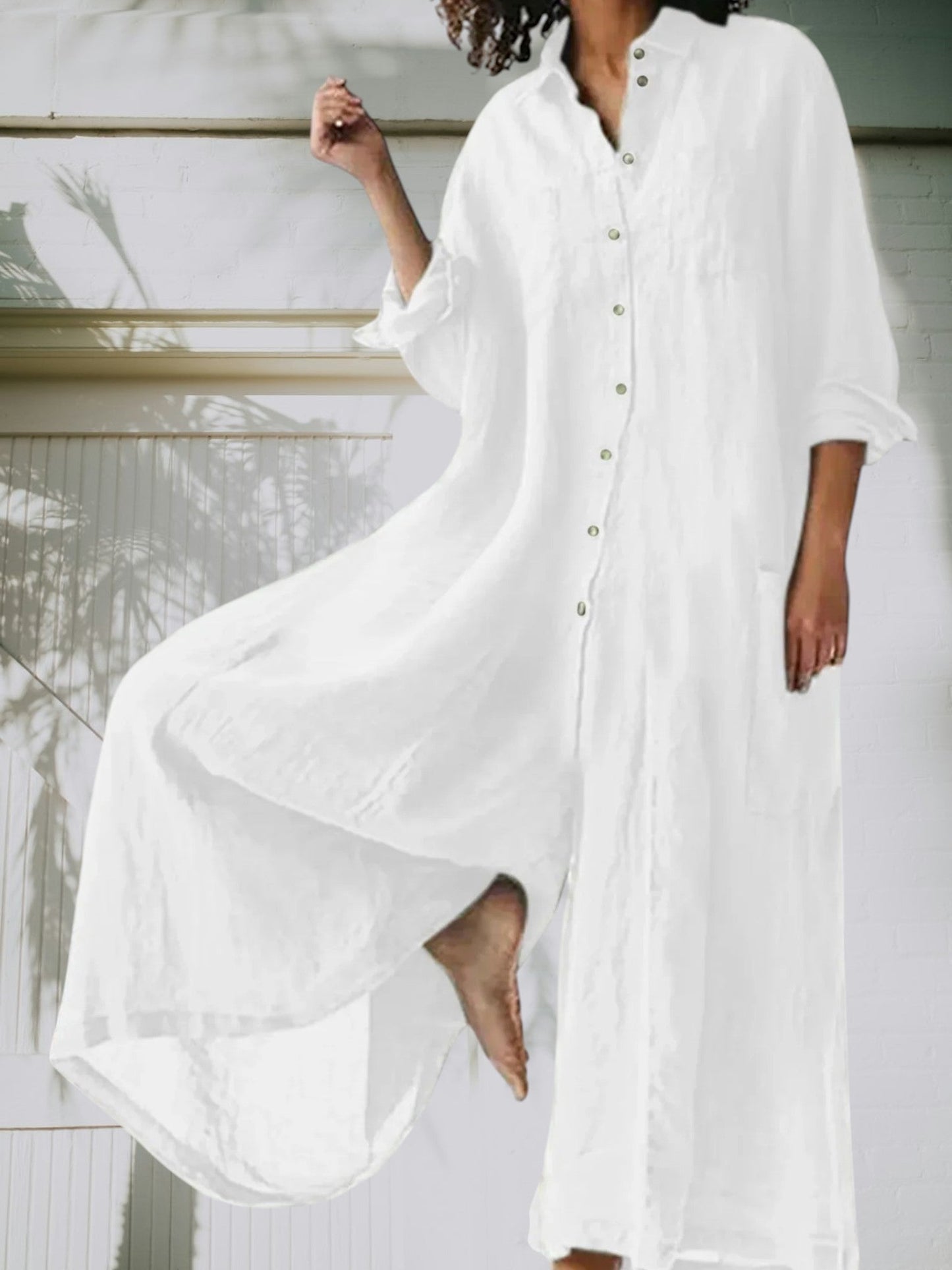 CM | Elegante mono de mujer hecho de material transpirable de alta calidad, mangas largas, piernas largas, atemporal y versátil