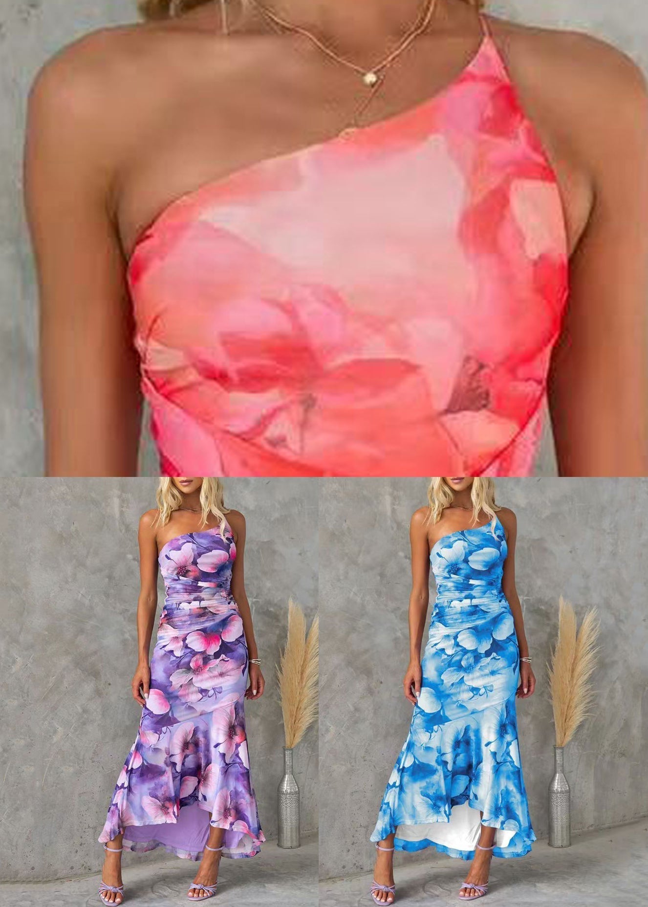 CM | Vestido Largo Nuevo con Cremallera Cintura Alta Morado BauMW |olle