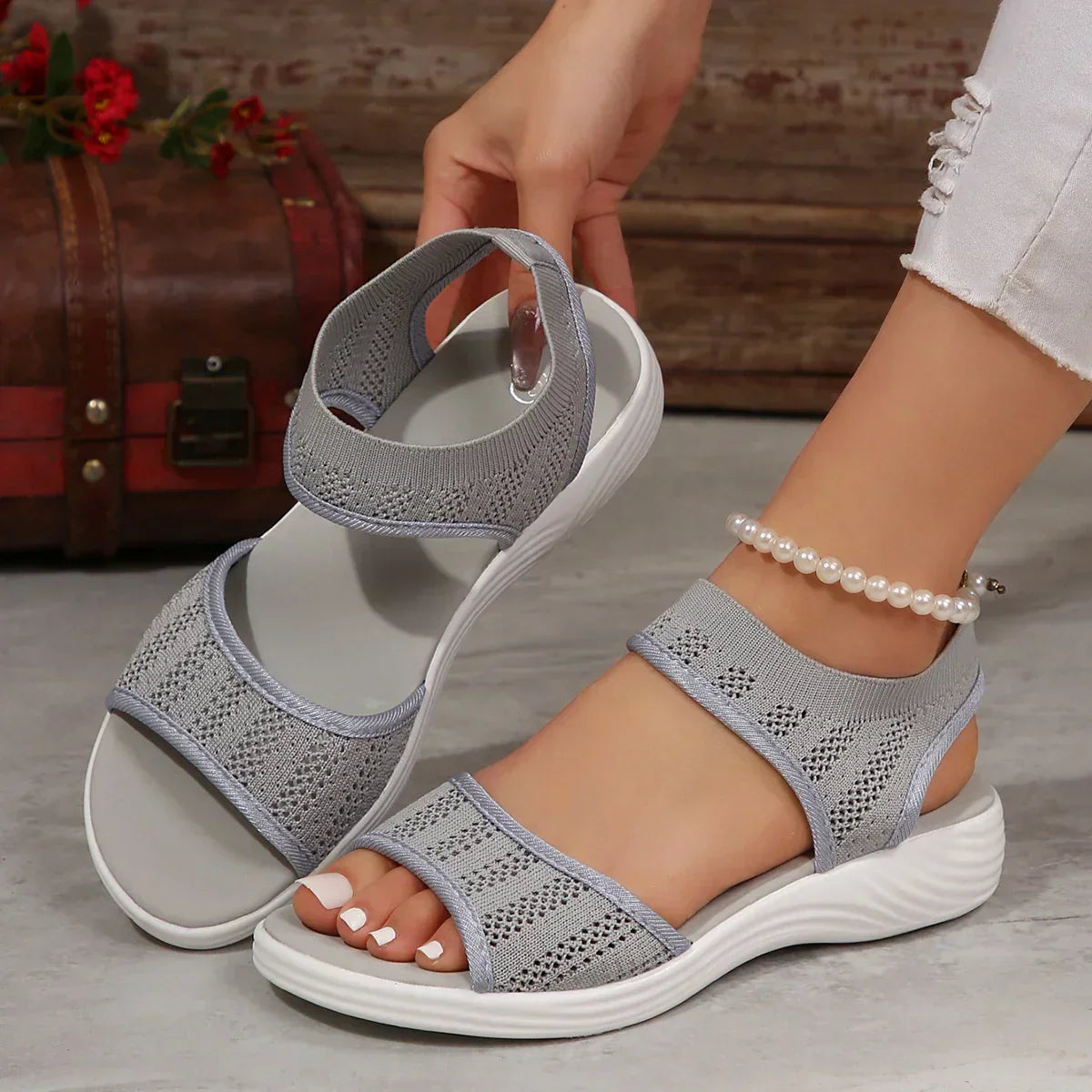 CM | Sandalias clásicas de mujer de malla