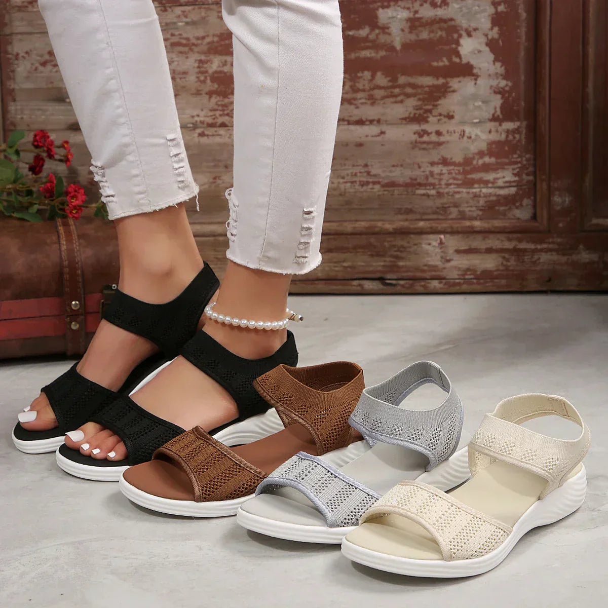 CM | Sandalias clásicas de mujer de malla