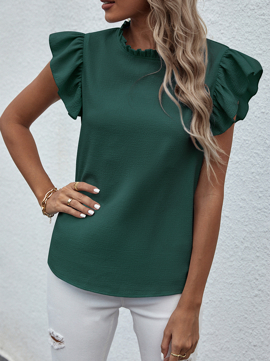 CM | Lazo con volantes Camiseta de tirantes monocolor