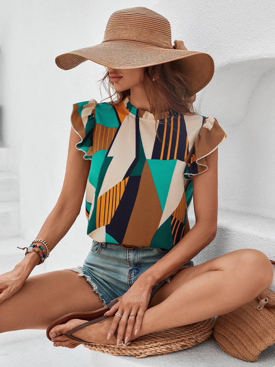 CM | Lazo con volantes Camiseta de tirantes monocolor