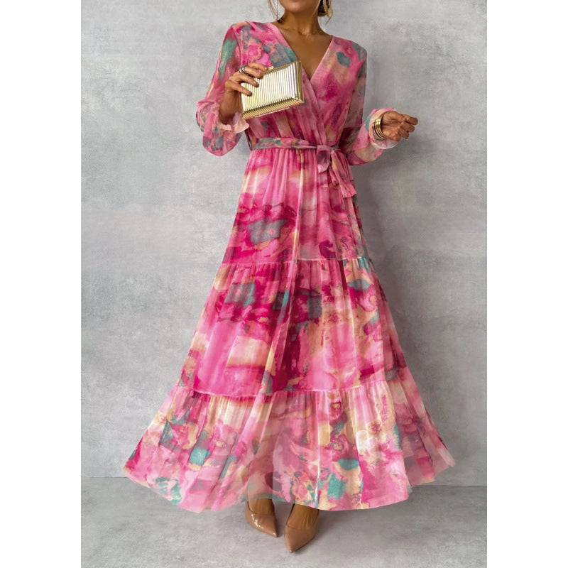 CM | maxi vestido boho plisado con cuello en V