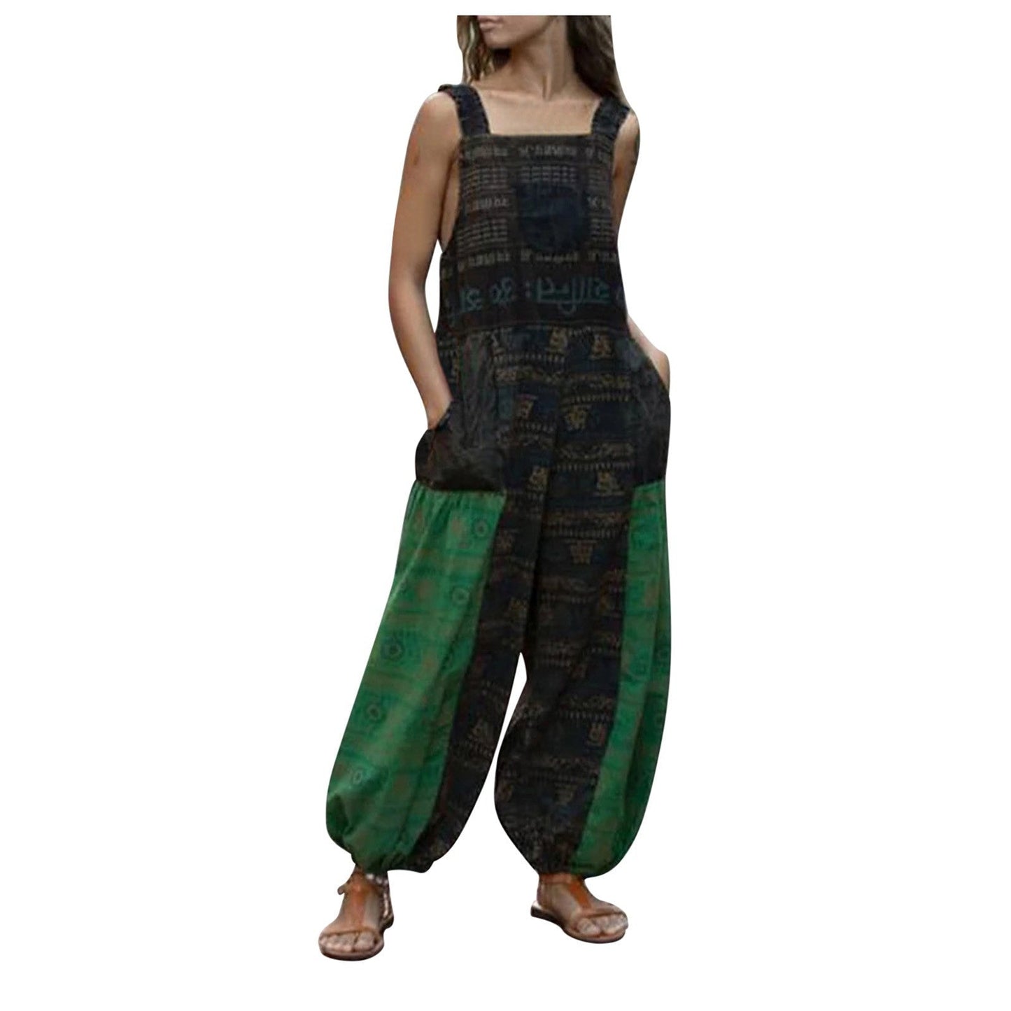 CM | Loose Sling Print Bag Casual Jumpsuit