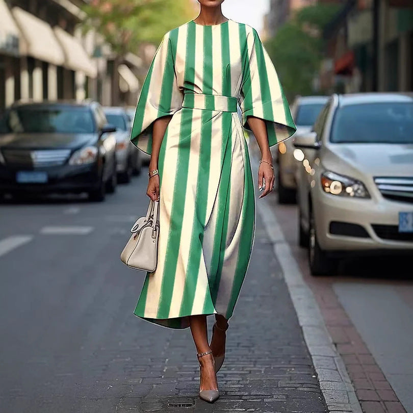 CM | Vestido midi mujer - línea A - mangas kimono - estampado floral