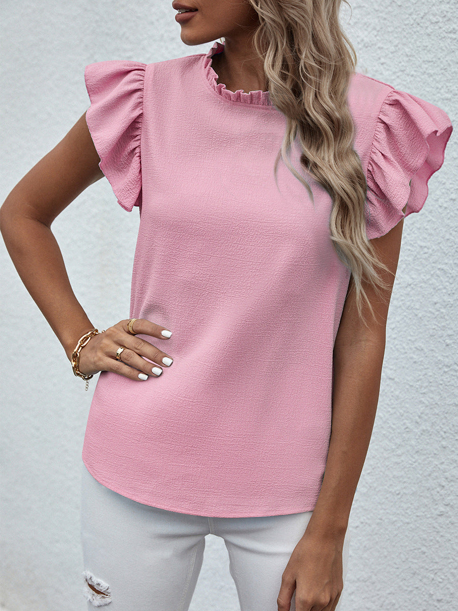 CM | Lazo con volantes Camiseta de tirantes monocolor