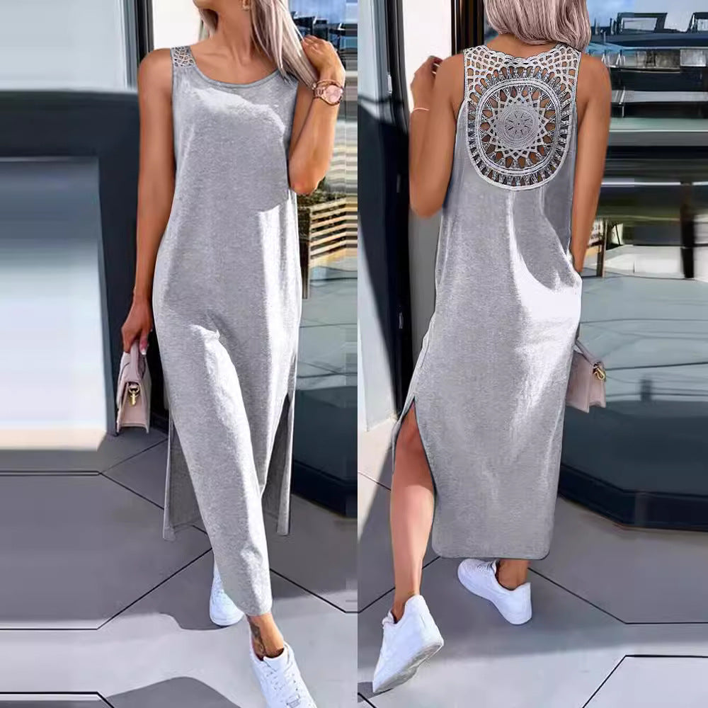 CM | Maxivestido de mujer - Corte relajado - Espalda de encaje