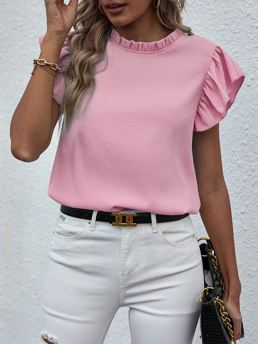 CM | Lazo con volantes Camiseta de tirantes monocolor
