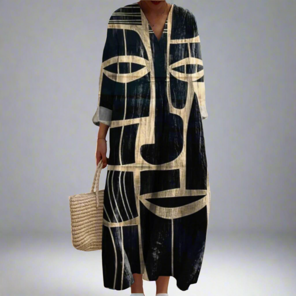 CM | Vestido midi artístico de inspiración tribal