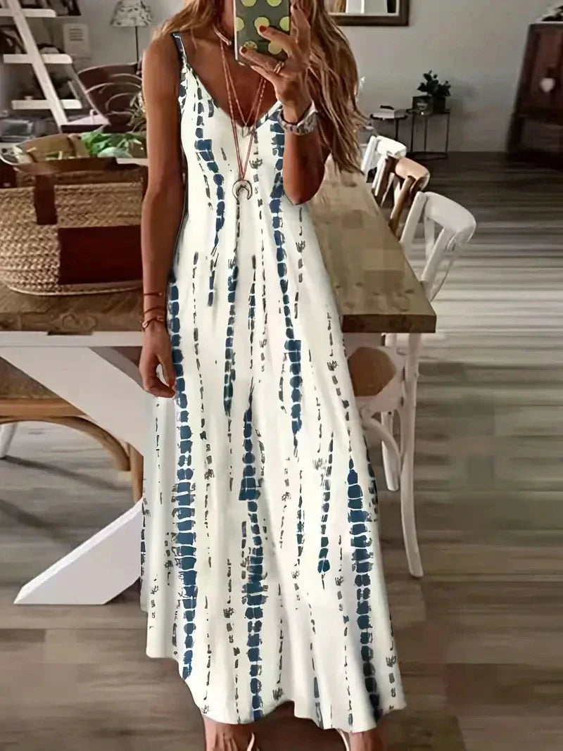CM | maxi vestido de tirantes con cuello en V para mujer