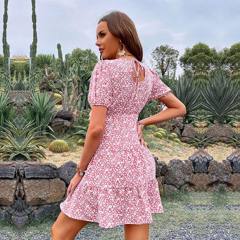 CM | Dulce Floral Patrón Mini Vestido Mujeres