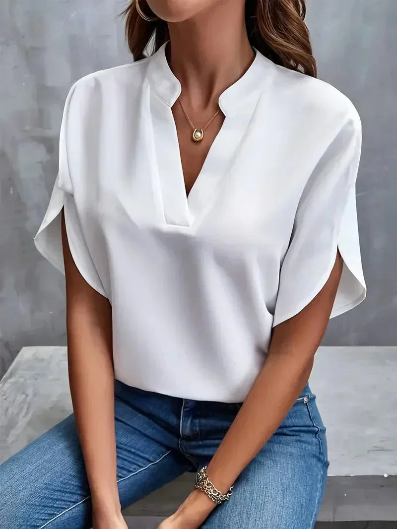 CM | Ortrud Luxe Elegante blusa de gasa para mujer