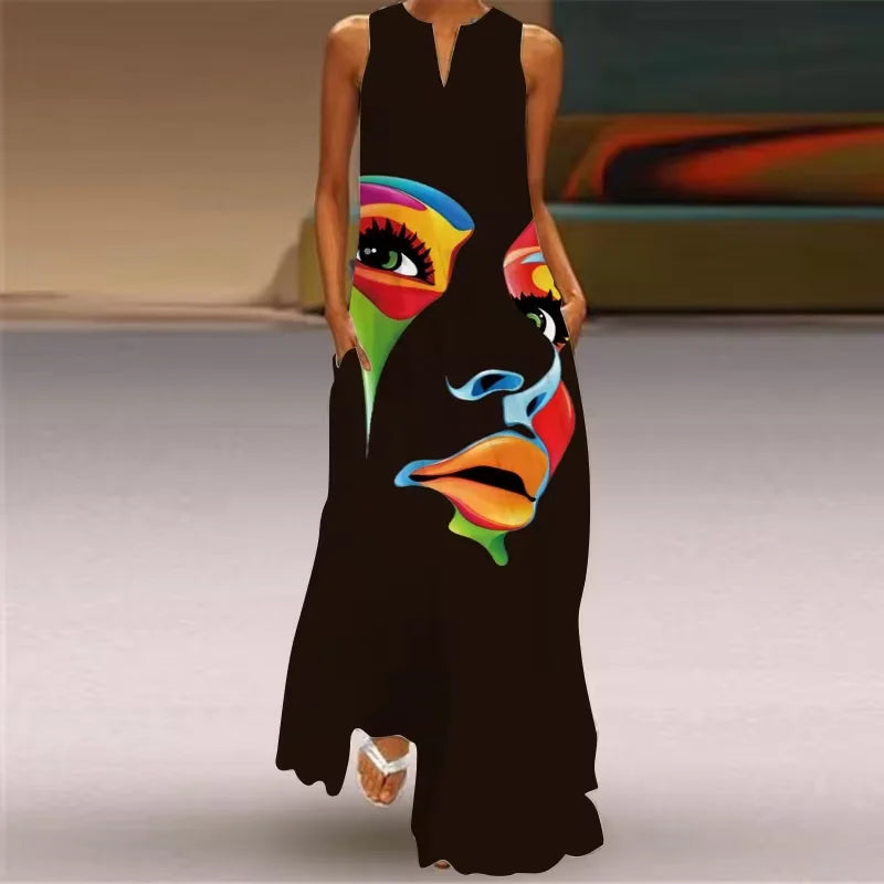 CM | Moda y sexy mujeres hendidura v-cuello maxi vestido