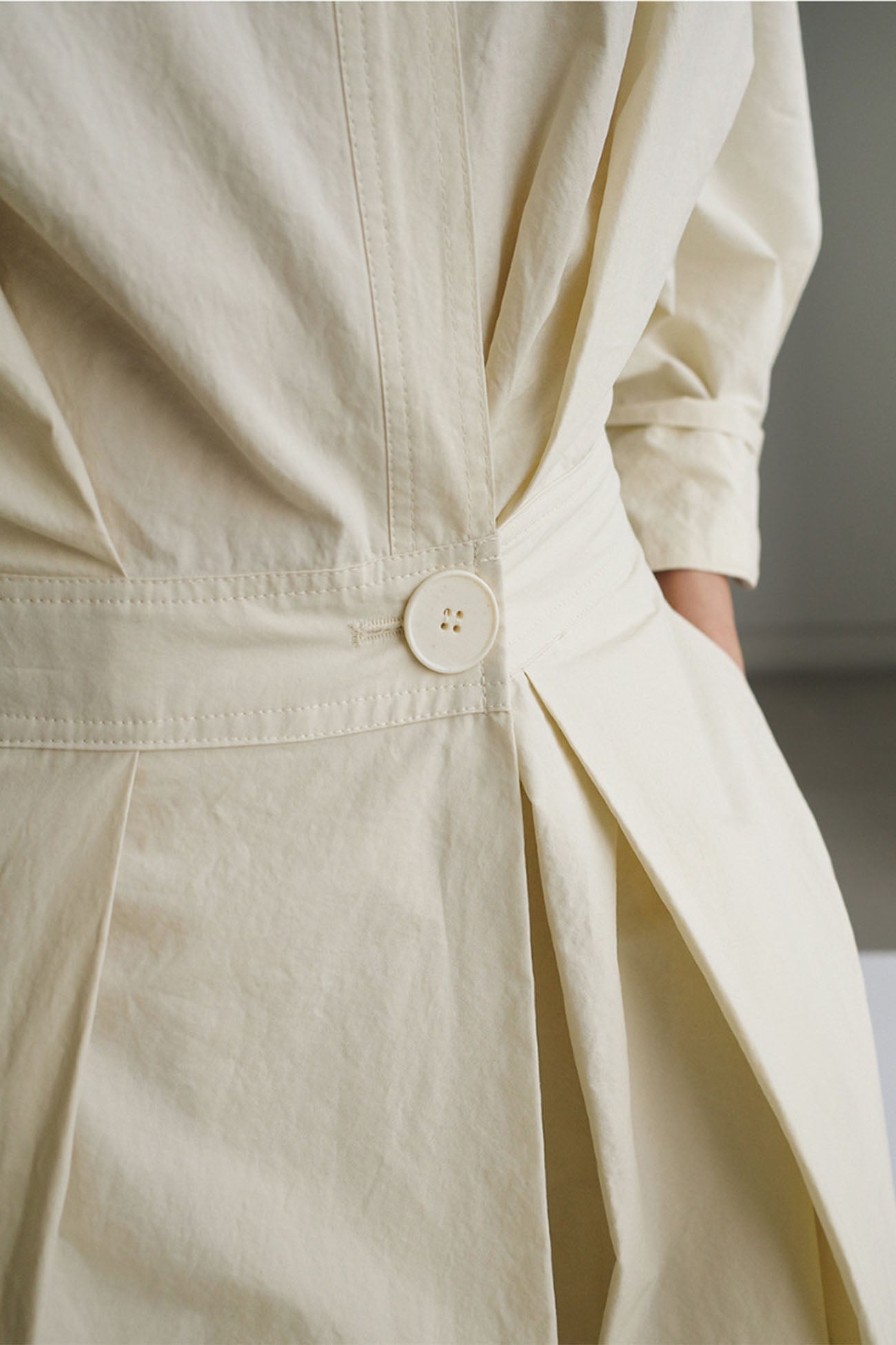 CM | Vestido midi camisero de manga larga A en algodón